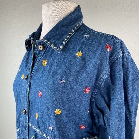 New Directions Denim Button Down Floral Shirt and Matching Maxi Dress Size M EUC - Picture 4 of 16